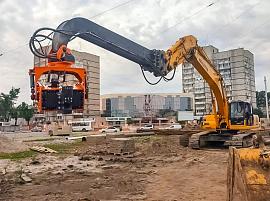 Вибропогружатель Daedong DPD700T на экскаваторе Komatsu PC-400, Komatsu, Caterpillar, Hitachi, Volvo, Hyundai, JCB, Liebherr, Case, New Holland, КРАНЭКС, ТВЭКС, Четра, Sany, SDLG, Doosan, Zoomlion, XCMG, Liugong, Sunward, Shantui, Lonking, Lovol, LGCE, Jo